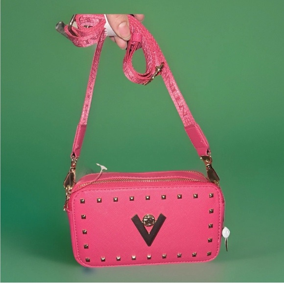 Valentino Orlandi- Hot Pink Studded Crossbody Camera Bag- Style #V-3003 NWT - Picture 10 of 13